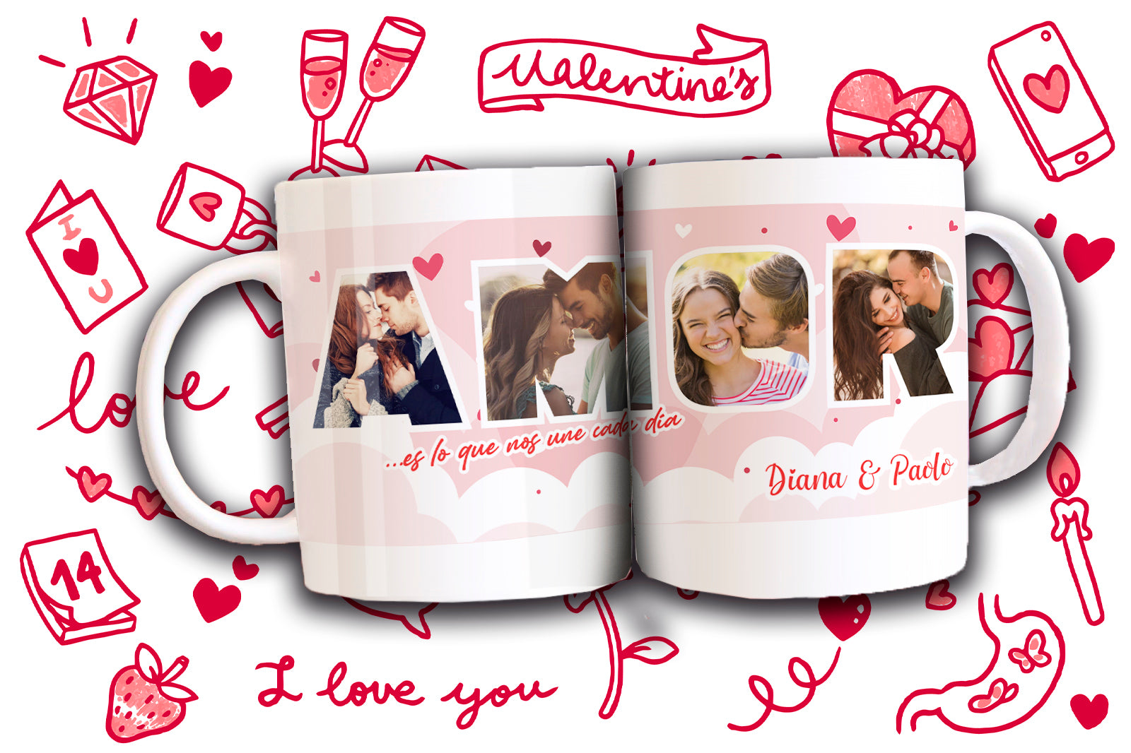 Taza Collage amor fotos