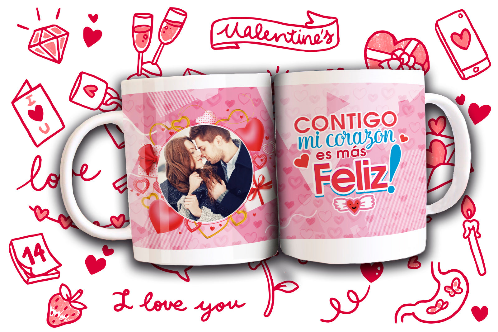 Taza Contigo mi corazon es mas feliz