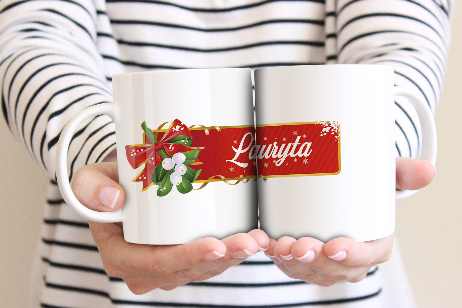 Taza navideña modelo lazo